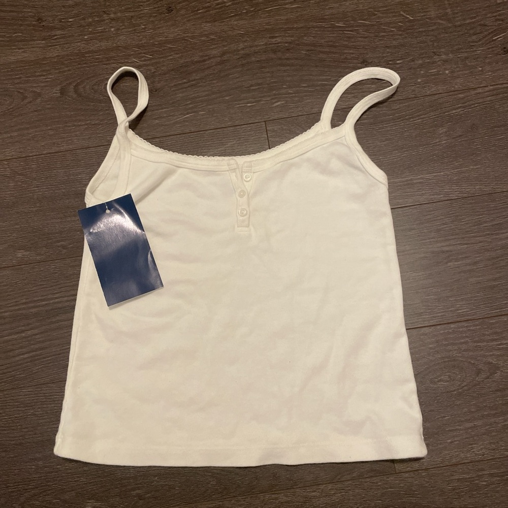 one size white button brandy melville tank top